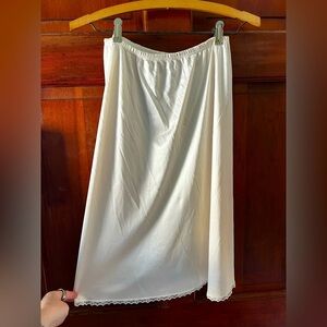 Vintage White Half Slip Skirt Nylon Lingerie Underskirt, Petticoat, Lace Size M